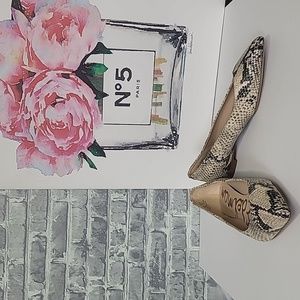Sam Edelman Sally Leather Snakeskin Pointed Toe Flats Size 8M